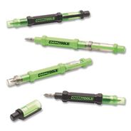 SCREWDRIVERS | GreatNeck 5.38 in. Long Phillips/Slotted Bits Metric Sockets 6-Way Pen-Style Screw/Nut Driver - Black/Green, Green/Clear (4/Pack)