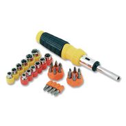 SCREWDRIVERS | Great Neck 34-Piece 8 in. Long Handle Hex/Phillips/Slotted/Star Bits Metric/SAE Sockets Ratcheting Screw/Nut Driver Set - Yellow/Black Handle