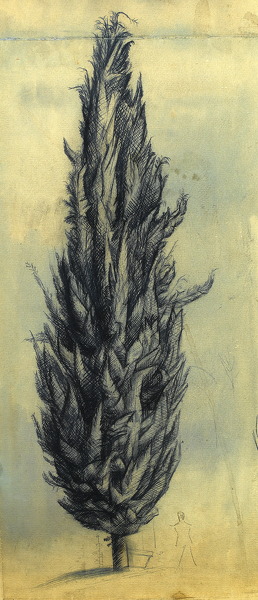 Artist Alan Sorrell: Cyprus Tree, study for The Appian Way, circa 1932
