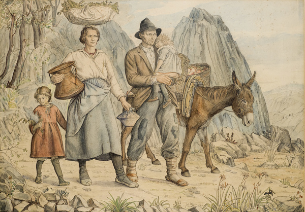 Artist Job Nixon: A family from Anticoli Corrardo, Going to Market, 1928