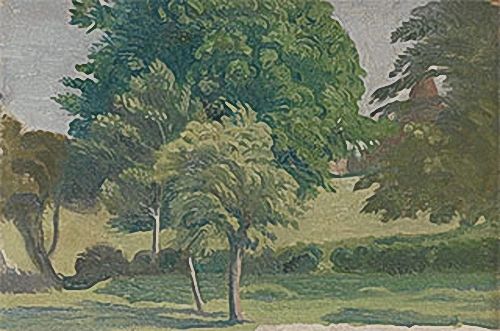 Artist Sir Thomas Monnington (1902-1976): View from the ante-room window, Leyswood, circa 1948