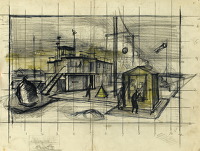 Artist Alan Sorrell: Study for Watch Office, RAF Station, circa 1944