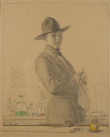 Artist Robert Austin: Self Portrait in Roman Hat, circa 1925