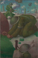 Artist Colin Gill: Soldiers Laying Telephone Wire (Dusk), 1918